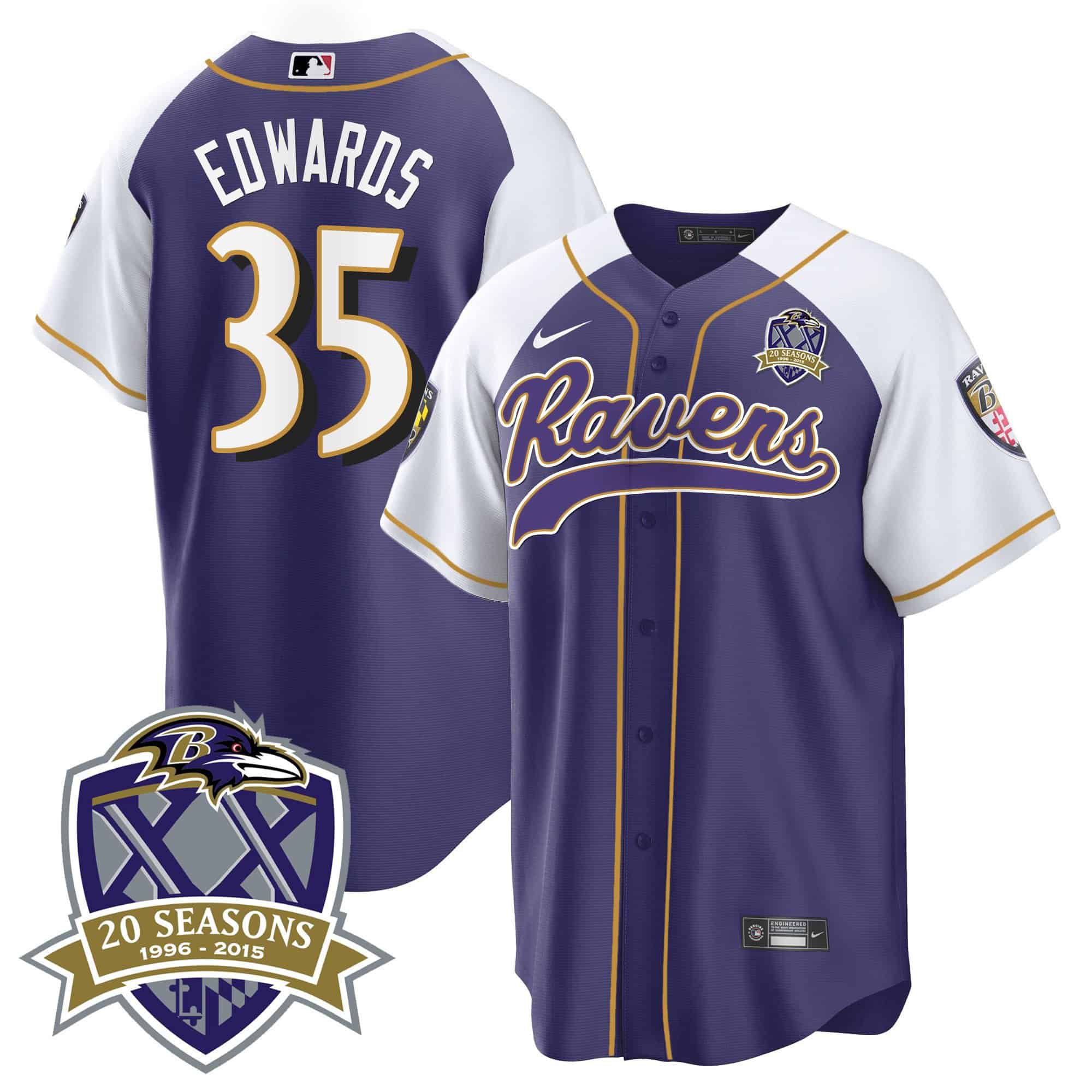 Men Baltimore Ravens #35 Edwards Purple 2024 Nike 20th Season Patch Baseball NFL Jersey->indianapolis colts->NFL Jersey
